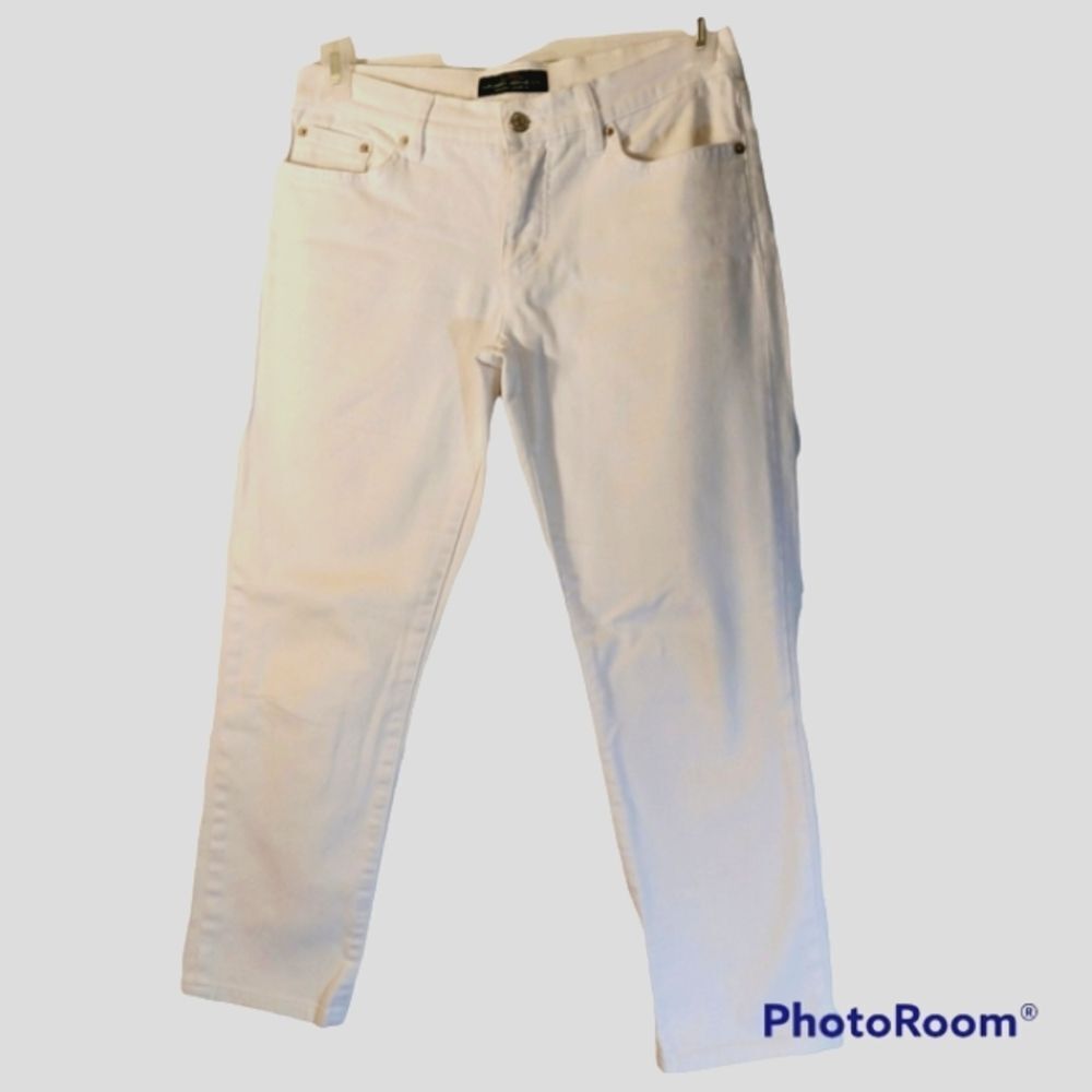 LRL Lauren Jean Co. Modern Straight Crop White Denim Jeans sz 6